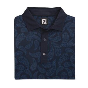 FOOTJOY Men's Blue Paisley Print‎ Performance Golf Polo, Size Large